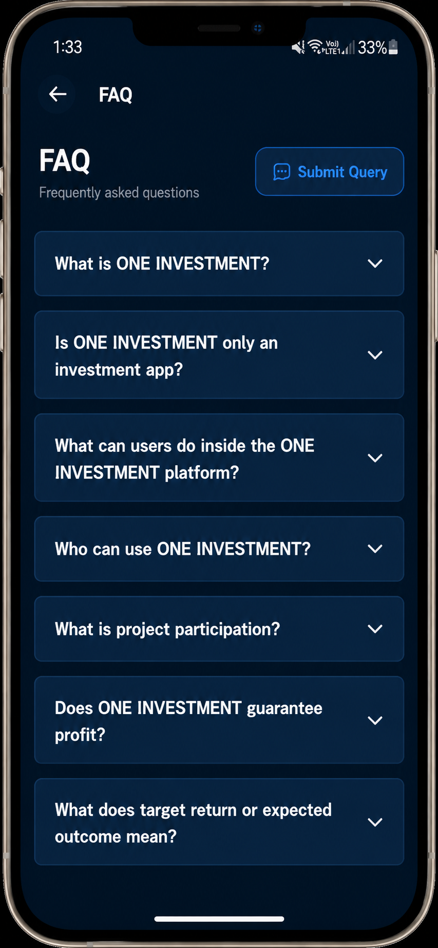 One Investment app screenshot